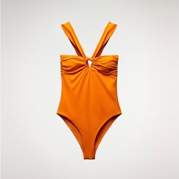 Zara Orange Knotted Swimsuit. NWT. Size Small. - Picture 4 of 5